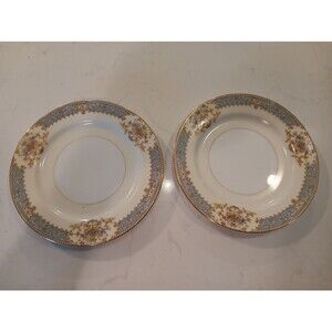 2pcs Rose China Occupied Japan Pink Rose Gold Trim Dessert/Bread & Butter Plates
